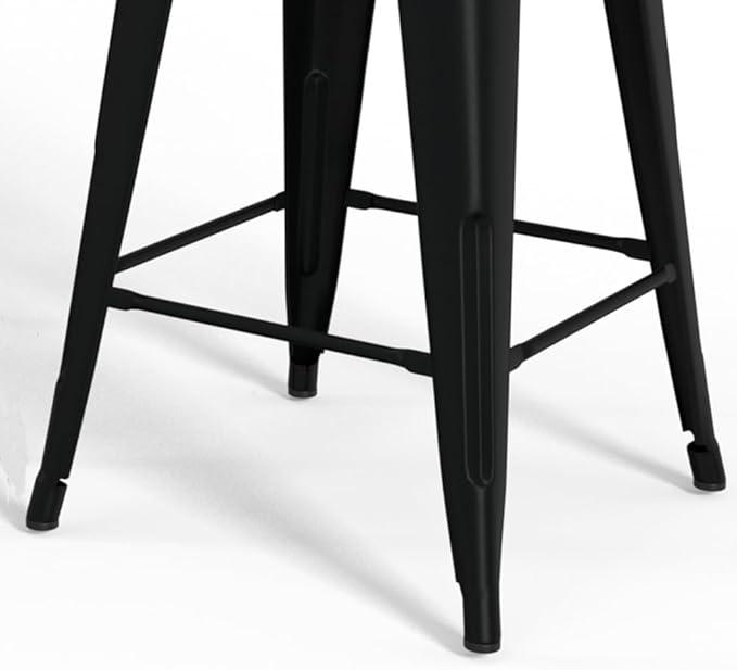 SIMPLIHOME Rayne Industrial Metal 24 inch Metal / Wood Counter Height Stool (Set of 2) in Black for the Dining Room and Kitchen