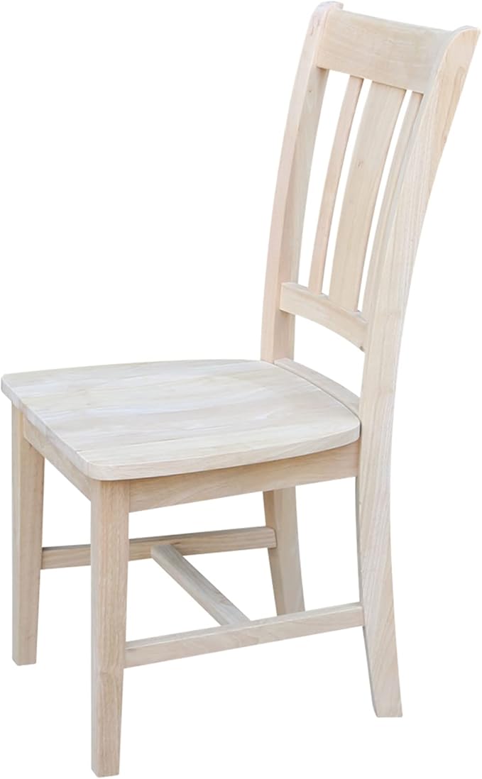 International Concepts San Remo Slat Back Chairs, Solid Parawood, Unfinished (Set of 2)