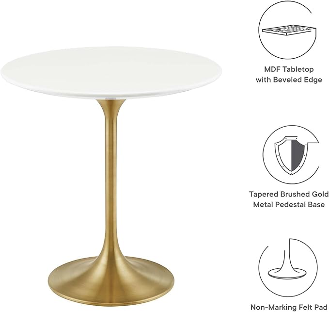 Modway Lippa Side Table, Gold White