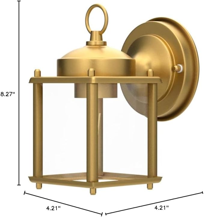 Outdoor Wall Lantern, Exterior Waterproof Wall Sconce Light Fixtures, Gold Front Door Lighting with Clear Beveled Glass Shade, 2 Pack