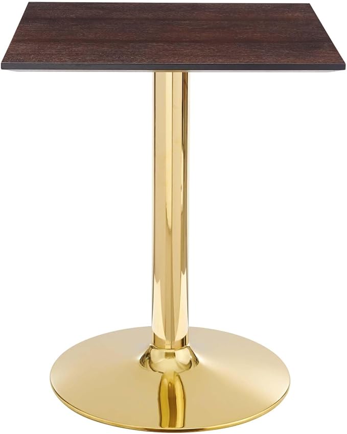 Modway Verne Square Wood Grain 24" Dining Table in Gold Cherry Walnut