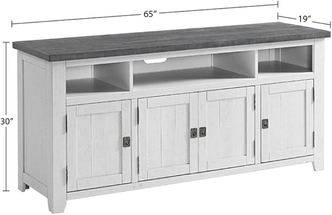 Martin Svensson Home Foundry 65" TV Stand, White Stain with Grey Top