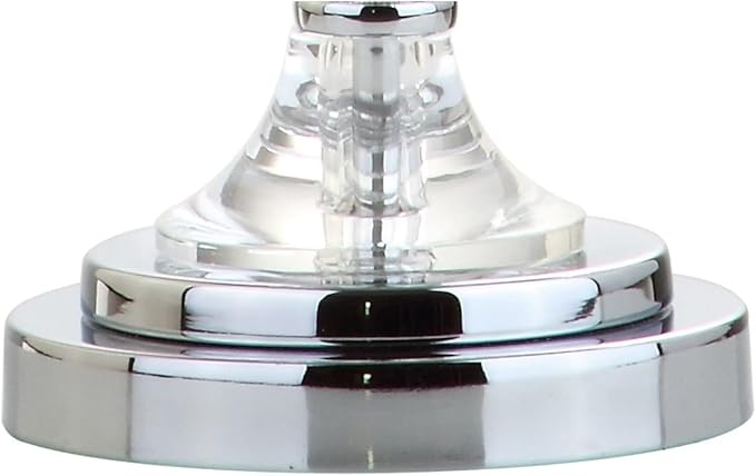 JONATHAN Y 25" Clear Crystal Table Lamp, Glam Traditional Faceted Glass Bedside Lamp for Living Room Bedroom, White Linen Shade, Chrome Accents, LED Bulb Included JYL2040A