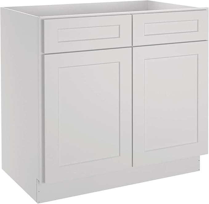 LOVMOR Kitchen Base Cabinets, Sideboard Storage Cabinet, Entryway Cabinet with 2-Drawers & Adjustable Shelf, 36" W X 24" D X 34-1/2"H (Light Gray)
