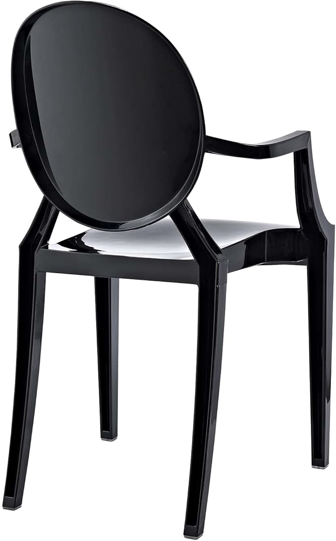 Modway Casper Modern Acrylic Stacking Kitchen and Dining Room Arm Chair in Black - Fully Assembled