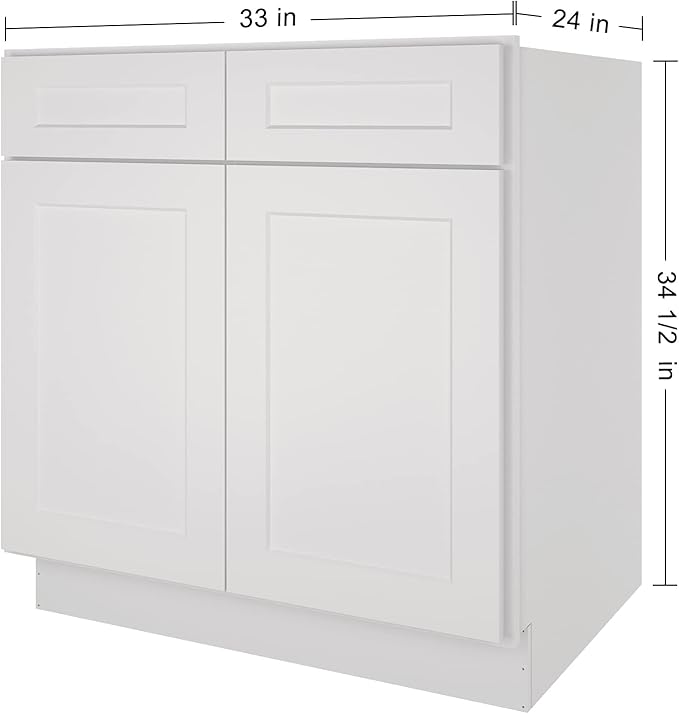 LOVMOR Kitchen Sink Base Cabinet, Unassembled Cabinet, Single Sink Storage Unit, Large Capacity, 24" D*33" W*34-1/2"H (Light Gray)