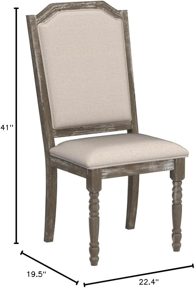 Roundhill Furniture Ferran Wood Pedestal Dining Chair, Reclaimed Gray Set of 2