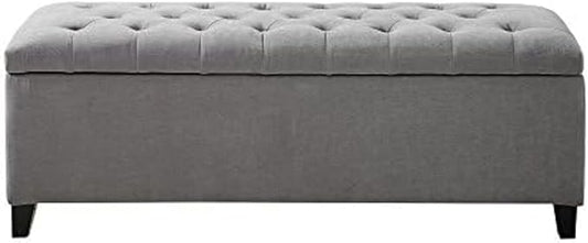 Madison Park Entryway Accent Bench for Living Room Flip Top Storage Chest, Shandra Tufted Top Upholstered Storage Bench End of Bed for Bedroom Furniture, Indoor Seating, 49"Wide, Grey