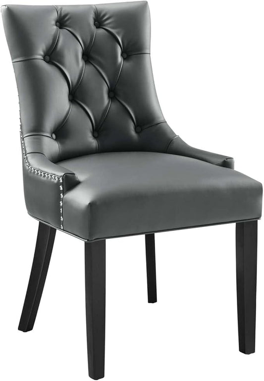 Regent Tufted Vegan Leather Dining Chair in Gray