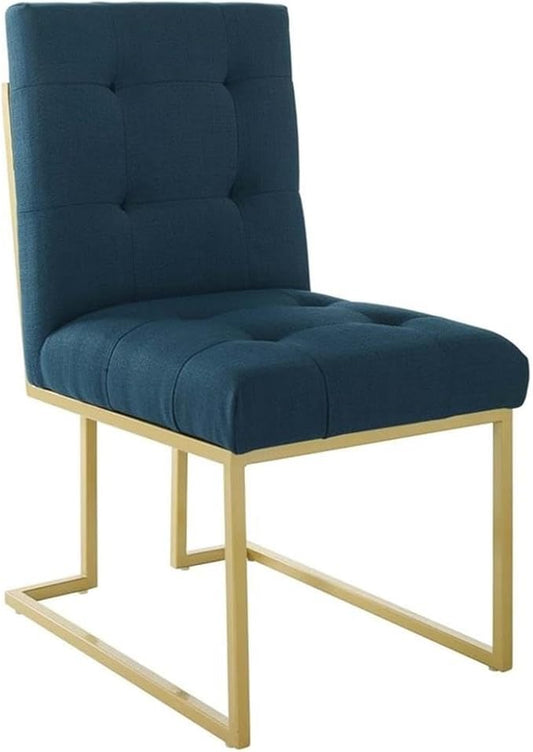 Modway Privy Upholstered Gold Stainless Steel Dining Chair in Gold Azure