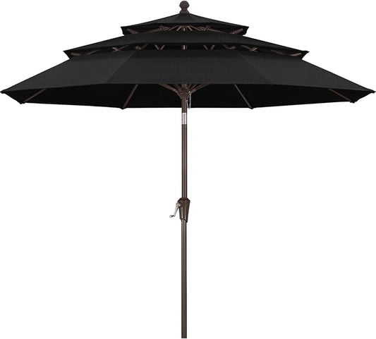 ABCCANOPY 5-Year 10-Year No Fading 9FT 3 Tiers Patio Umbrella, Outdoor Table Umbrella with 8 Sturdy Ribs for Deck, Backyard, Garden, Yard