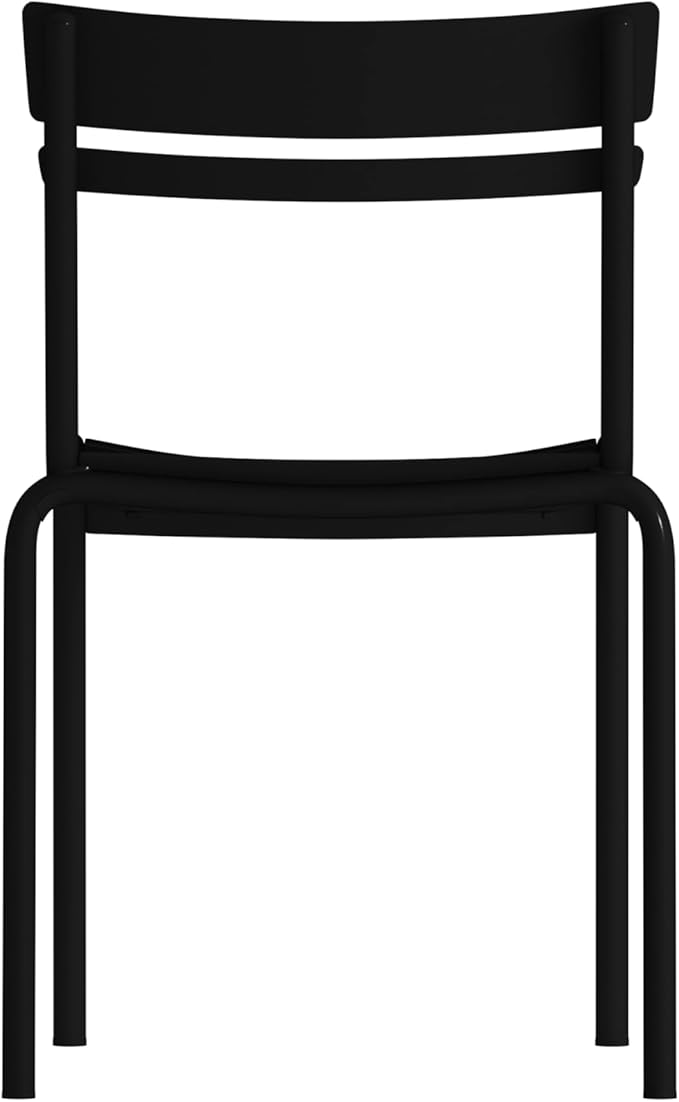 Flash Furniture Nash Commercial Grade Steel Stack Chair, Indoor-Outdoor Armless Chair with 2 Slat Back, Black