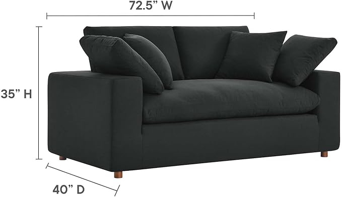 Modway EEI-4859-BLK Commix Down Filled Overstuffed Loveseat, Black