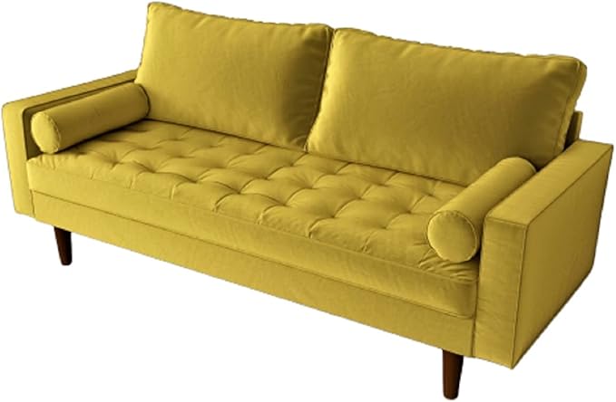 Container Furniture Direct Womble Modern Velvet Upholstered Living Room Diamond Tufted Chesterfield with Gleaming Nailheads, Loveseat, Sofa, Textured Gold