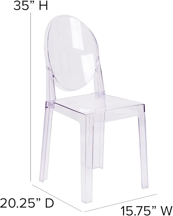 Flash Furniture Revna 4 Pack Revna Ghost Chair with Oval Back in Revna Transparent Crystal