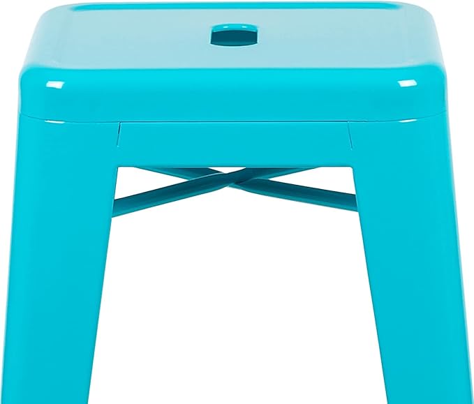 Flash Furniture Lily 30" High Metal Indoor Bar Stool in Teal - Stackable Set of 4