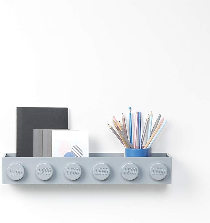 Room Copenhagen, Lego Book Rack - Decorative Floating Shelf Storage - Grey