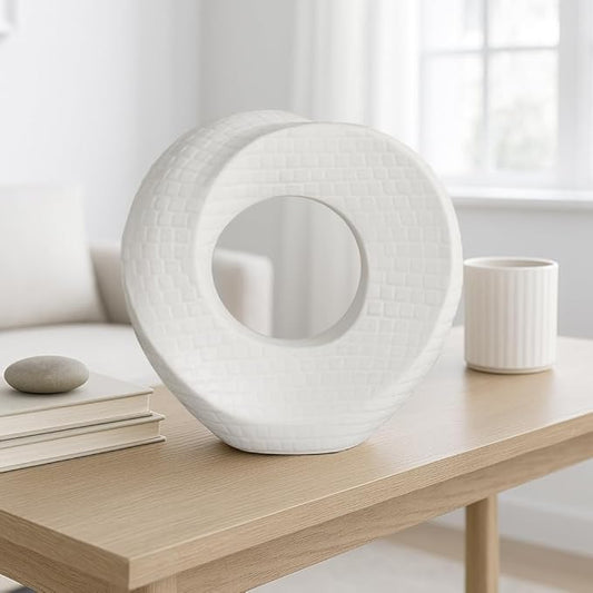 Decorative Home Decor Sculpture – Bathroom Accessory, Office and Room Decor Statement Piece – Modern Statue Accent for Living Room Decor, Bookself, Coffee Table or Artful Ornaments – 10" White