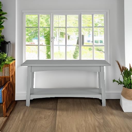 Craftsbury 36-Inch Wood Entryway Bench with Storage Shelf – Dove Gray Accent Bench for Entryway, Hallway, or Living Room – Small Space Seating with Farmhouse Charm by Alaterre Furniture