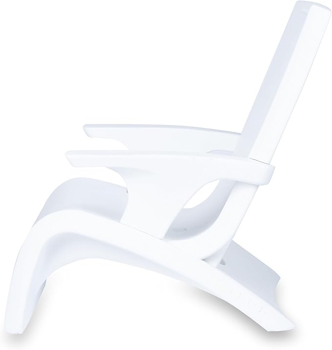 Step2 Vero Adirondack Chair, Stylish Poolside Lounger, Fade-Resistant, Waterproof Patio Furniture for Sun Shelf, Use in Pools up to 9-Inches of Water, Weighted, White