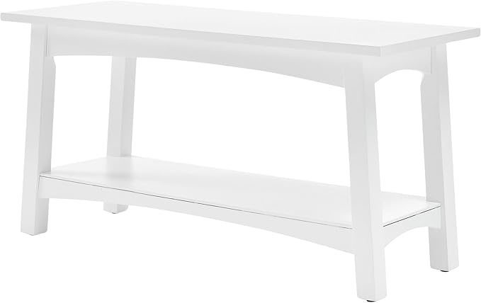 Craftsbury 36-Inch Solid Wood Entryway Bench with Storage Shelf – Easy Assembly Small Seating Bench for Hallway, Living Room, or Foyer by Alaterre Furniture (White)