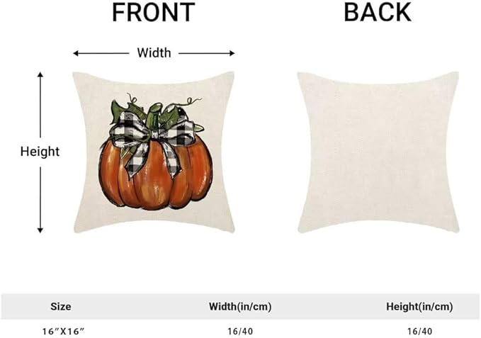 BETGINY Fall Pillow Covers 16X16 Inch Set of 2 Buffalo Plaid Fall Pumpkin Throw Pillow Covers Fall Decor Autumn Decorative Throw Pillow Cover Thanksgiving Decorations for Sofa Couch Home