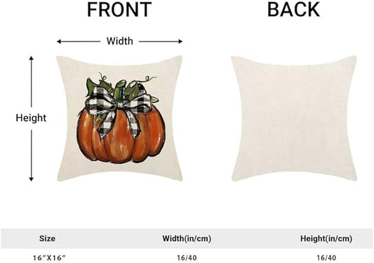 BETGINY Fall Pillow Covers 16X16 Inch Set of 2 Buffalo Plaid Fall Pumpkin Throw Pillow Covers Fall Decor Autumn Decorative Throw Pillow Cover Thanksgiving Decorations for Sofa Couch Home