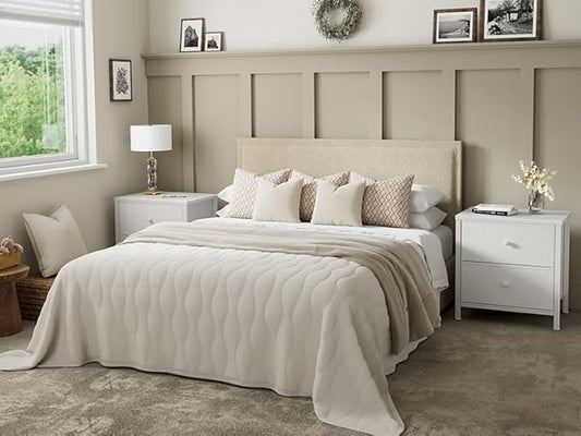 BOLUO White Nightstands Set of 2, Small Night Stand with 2 Fabric Drawer Dresser for Bedroom Dorm Bedside Table Modern