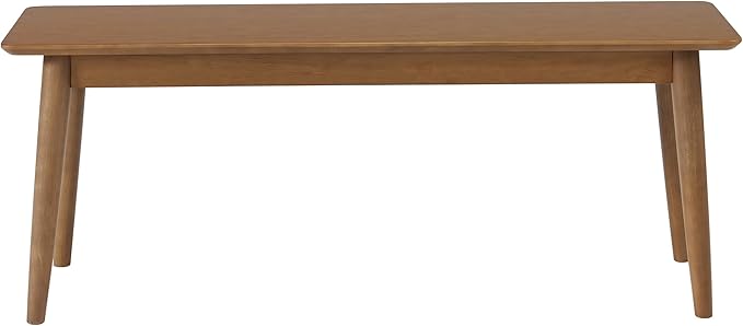 Alaterre Furniture Calais Dining – Mid Century Modern 46-Inch Solid Wood Dining Bench – Entryway Bench with Minimalist Design for Entryway, Dining Room, Kitchen, or Bedroom (Pecan Finish)