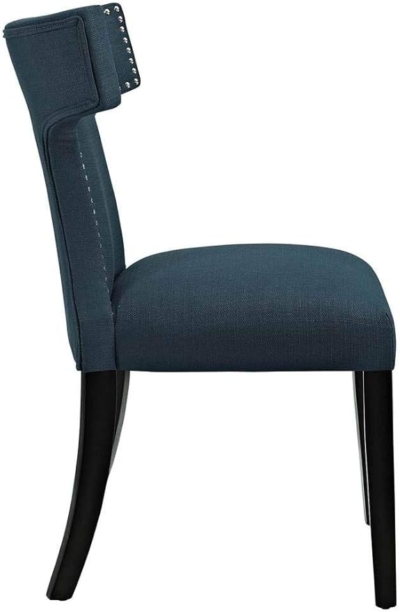 Modway Curve Mid-Century Modern Upholstered Fabric Two Dining Chair Set With Nailhead Trim In Azure