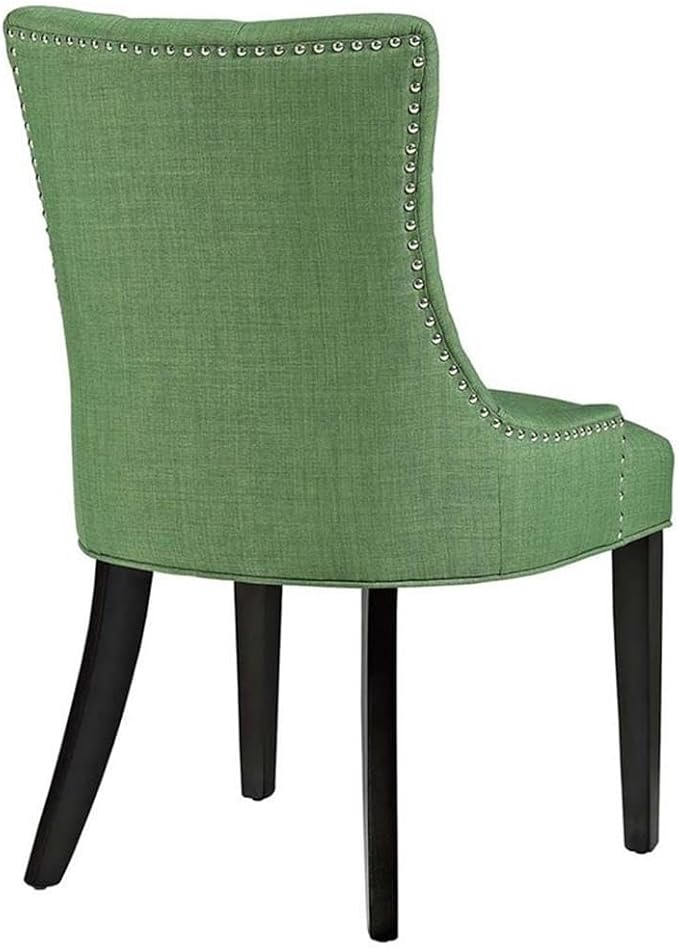 Modway Regent Modern Tufted Upholstered Fabric Two Dining Chairs with Nailhead Trim in Green