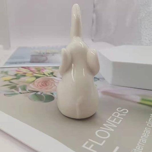 White Elephant Statue and Figurines Home Decor, Christmas White Elephant Gifts, Small Shelf Decor Accents, Modern Mini Knick Knacks for Living Room, Ceramic Decorative Objects for Shelves