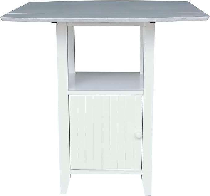 IC INTERNATIONAL CONCEPTS Dual Drop Leaf White Wood Bistro Table Counter Height with Storage