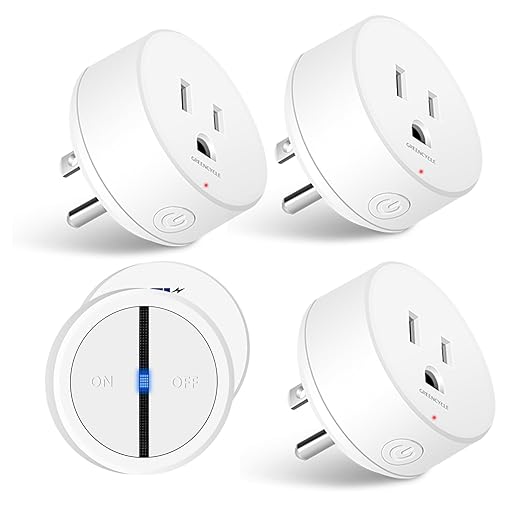 Greencycle Wireless Remote Control Outlet Plug with Switch,On Off Outlet Switch for Light,15A,Renmote Control for Indoor Lights,Lamps,Household,300ft Long Range,No Wiring,White,1SW+4Outlets