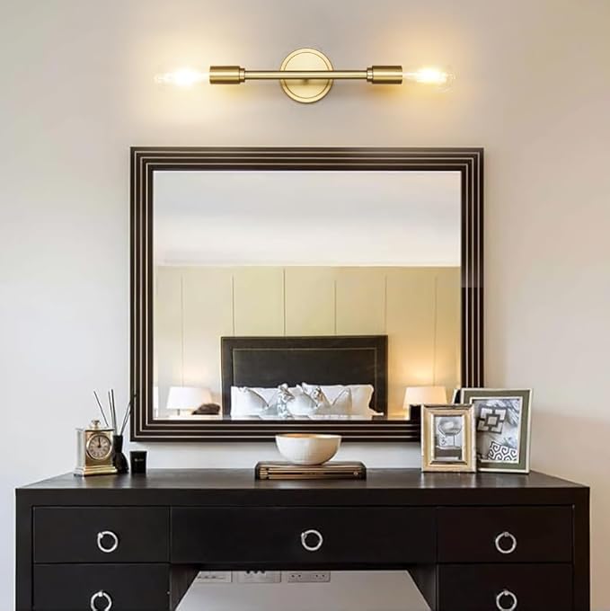 Phansthy Wall Sconces Set of Two, Modern Sconces Wall Lighting Fixtures, 2-Light Bathroom Light Over Mirror, Indoor Ceiling Light/Wall Light for Bedroom, Living Room (Antique 2 Pack)