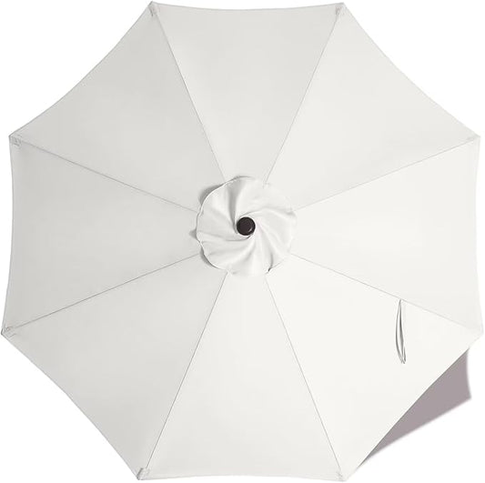 ABCCANOPY 9ft Outdoor Umbrella Replacement Top Suit 8 Ribs (White)