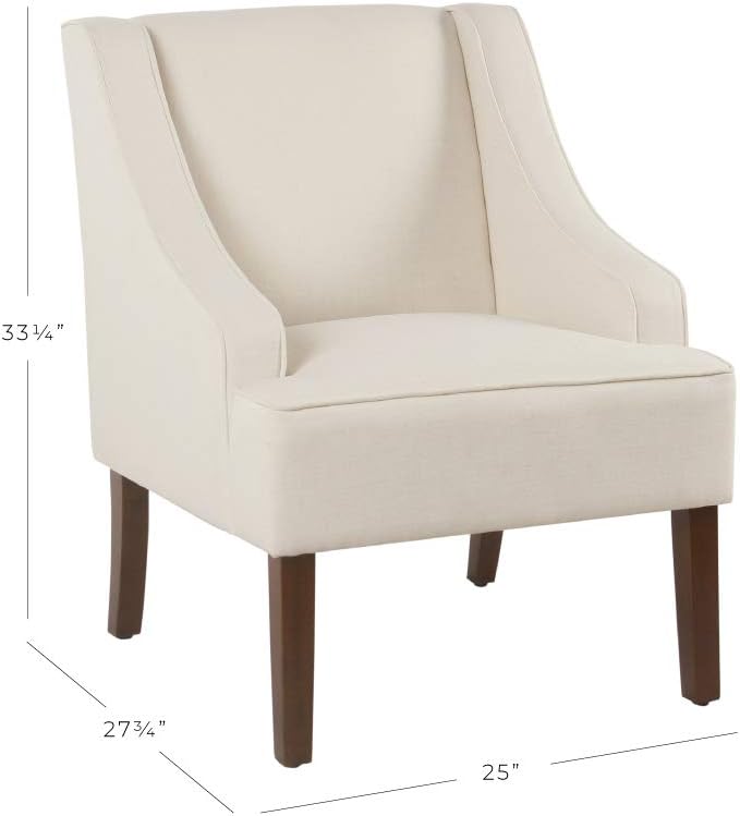 Homepop Upholstered Classic Swoop Arm Accent Chair Home Décor,Warm Ivory
