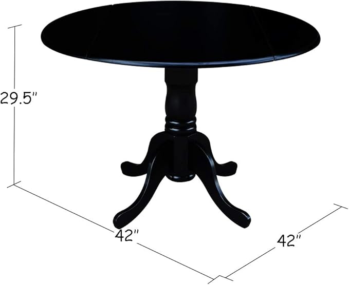 International Concepts 42" Dual Drop Leaf 2 San Remo Chairs Dining Table, Black
