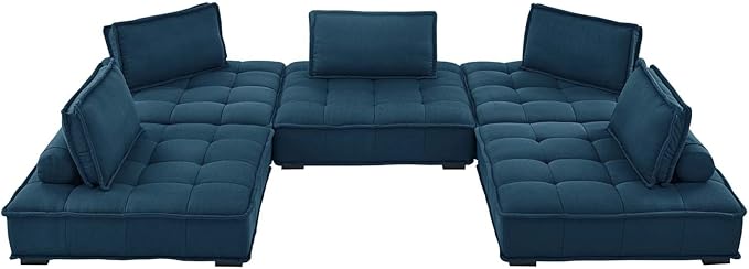Modway Saunter, 5-Piece Sectional Sofa, Azure