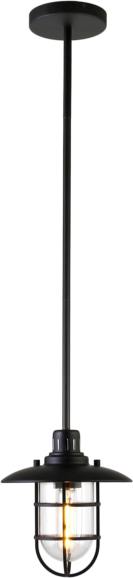 Bay 8.25" Wide Lantern Pendant with Glass/Metal Shade in Blackened Bronze/Clear