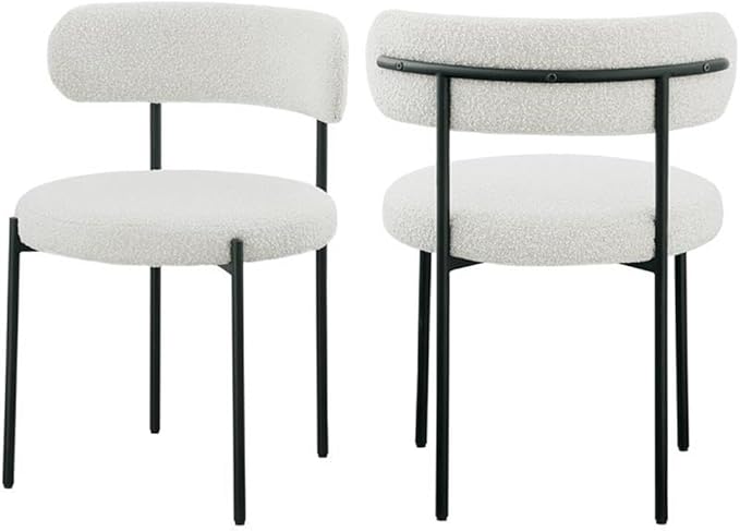 Meridian Furniture Beacon Cream Boucle Fabric Dining Chair
