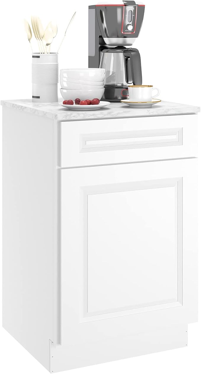 LOVMOR Kitchen Base Cabinets, Sideboard Storage Cabinet, Entryway Cabinet with 1-Drawer & Adjustable Shelf, 21" W X 24" D X 34-1/2"H