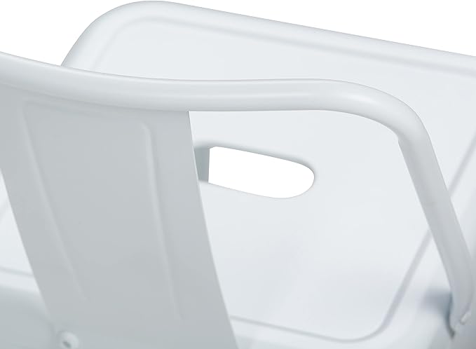 SIMPLIHOME Rayne Bar Stools (Set of 2) - 30 inch Seat Height Industrial Metal Chairs in White, Contemporary Seating for Kitchen or Bar with Curved Back, Under-Seat Cross Brace, and Footrest