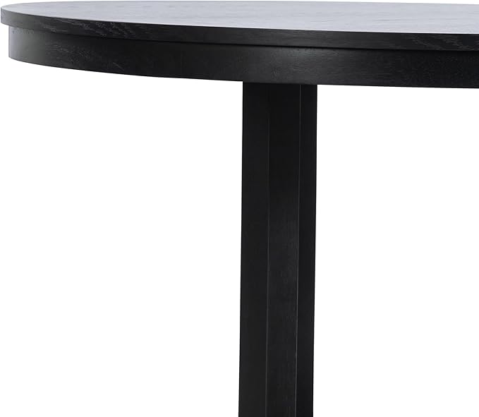 Casaphoria 45" Round Dining Table, Modern Kitchen Table for 4-6, Thickly Rounded Tabletop Farmhouse Dinner Table for Living Room, Kitchen, Bar, Easy Assembly, Black