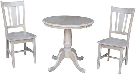 IC INTERNATIONAL CONCEPTS 30" Round Top Pedestal Table - with 2 San Remo Chairs