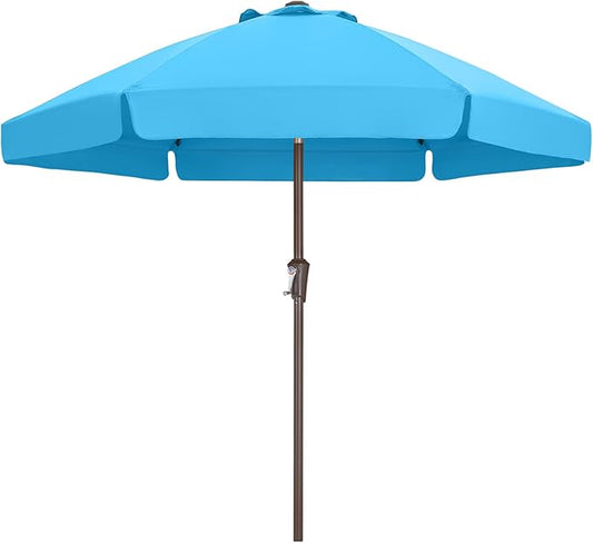 ABCCANOPY 7.5ft Scalloped Patio Umbrella, Outdoor Table Umbrella with Tilt and Crank, Fiberglass Ribs Deck Umbrella for Patio, Pool, Garden, Picnic (Turquoise)