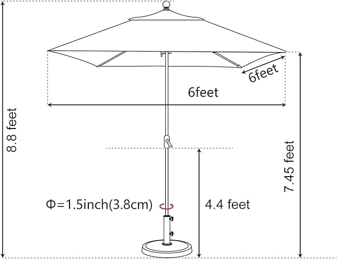 EliteShade USA 10-Year-Non-Fading 6x6Ft Square Market Patio Umbrella, UPF 50+ UV Protection Performance Sun Umbrella, Heavy Duty Commercial Grade Outdoor Table Umbrella with Crank, Windproof Vented Top for Garden, Pool, Deck and Outdoor Playsets, Teal