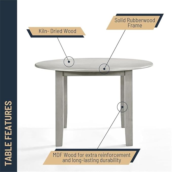 New Classic Furniture Pascal 47" Round Dining Table, Driftwood Gray