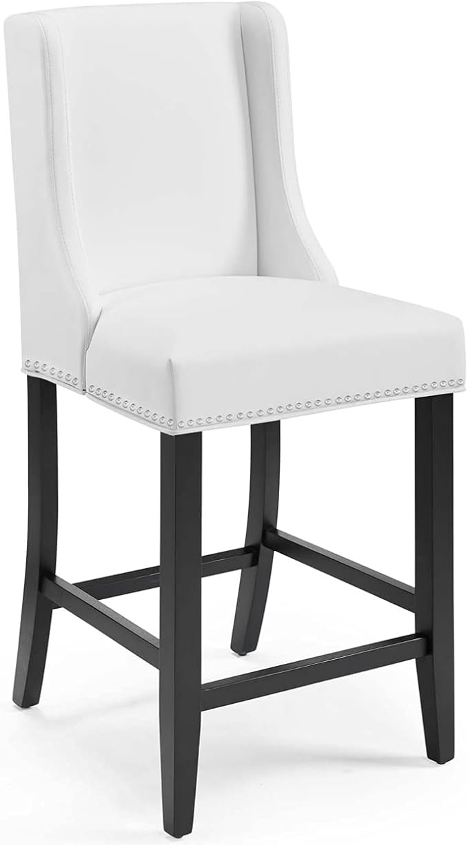 Modway Baron Counter Stool Faux Leather Set of 2, White