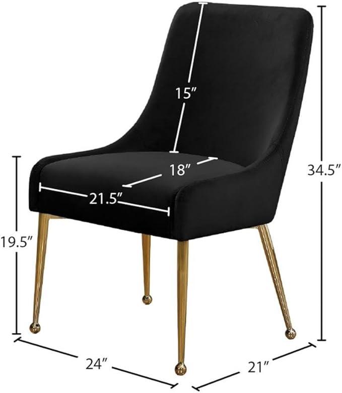 Meridian Furniture Owen 19.5" H Velvet Dining Chair in Black (Set of 2)